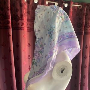 3/$20 Vintage Floral Lavender & Blue  Scarf